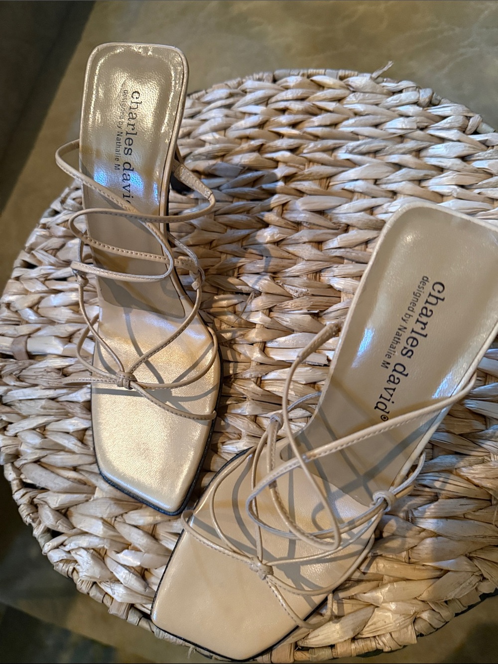 VTG Charles David by Natalie M. Nude Strappy Slingback Heels NEW
